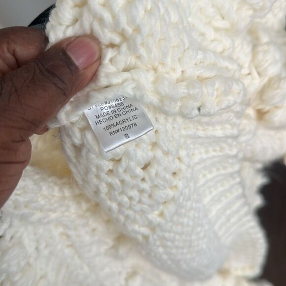 Vici Pom Pom Cardigan Ivory Knit Sweater S - Picture 5 of 6
